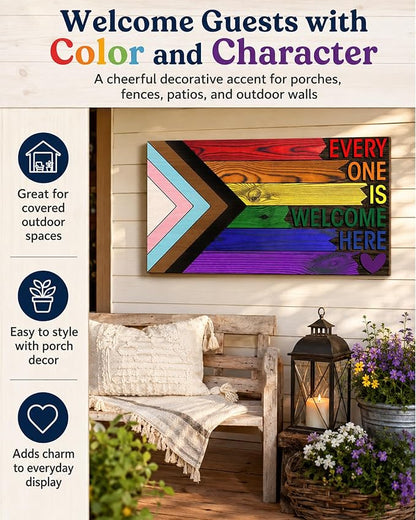 Everyone Is Welcome Here Pride Flag
