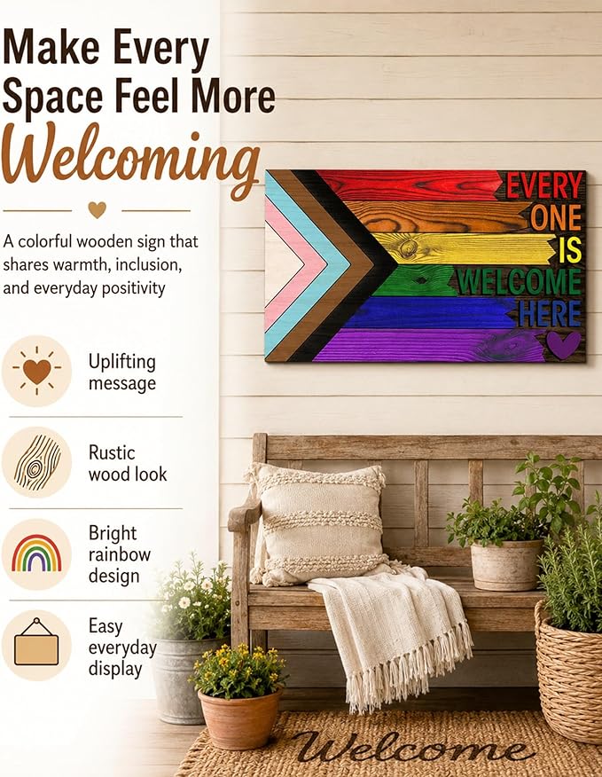 Everyone Is Welcome Here Pride Flag