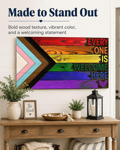 Everyone Is Welcome Here Pride Flag